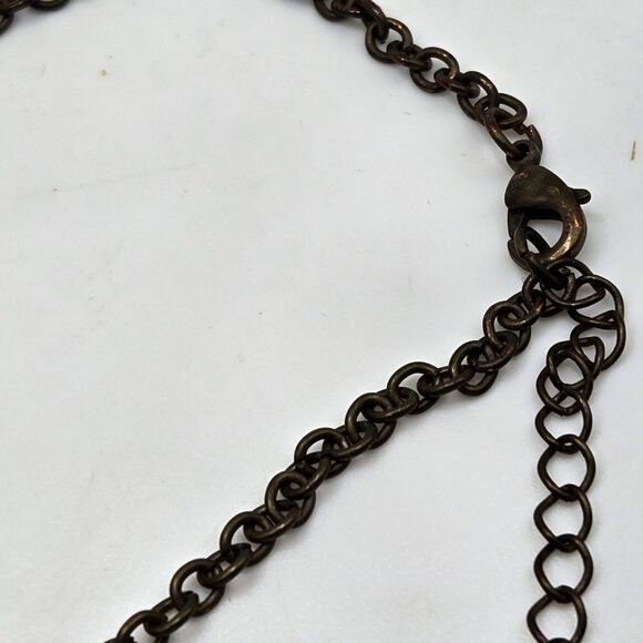 "5/$25" Edgy Brasstone Multi-layered Spike Disc Dangle Charm Necklace - Picture 5 of 7